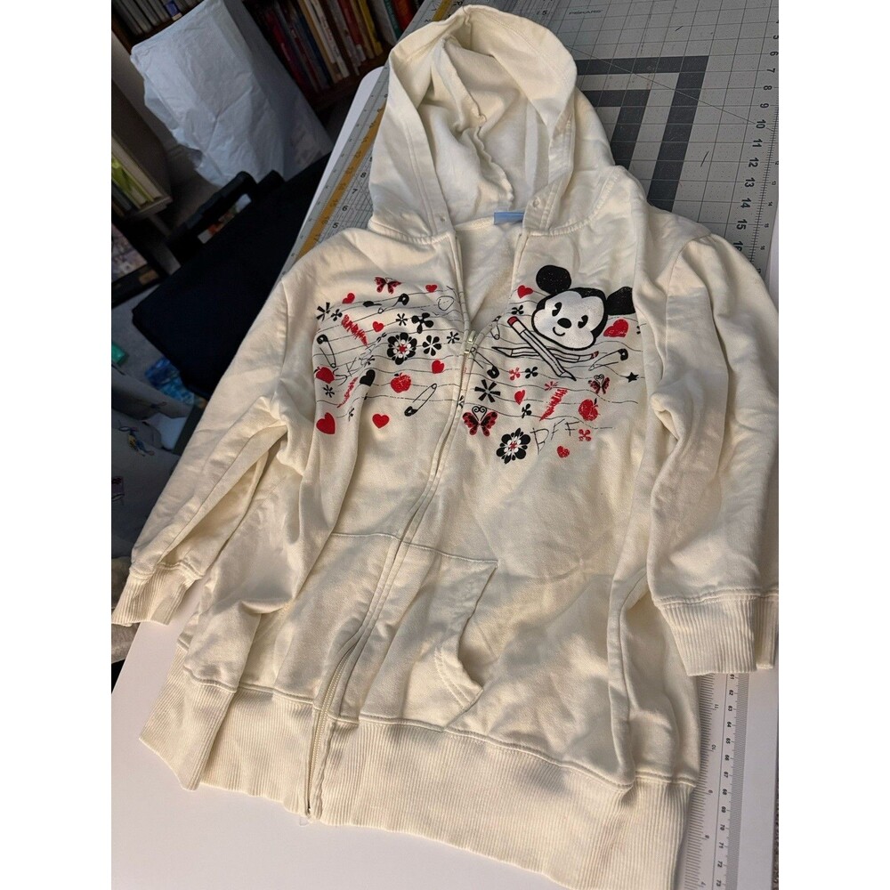 Disney Mickey Mouse School Hoodie Sweatshirt Unisex XXL 19 Cream